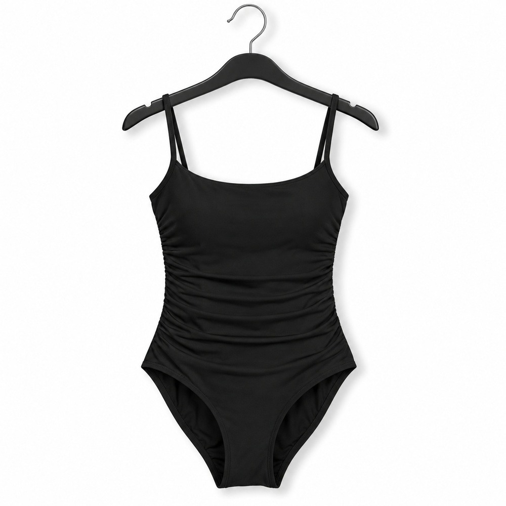 La Blanca OnePiece Swimsuit Women 10 Black Island Goddess Ruched UPF 50 Slimming